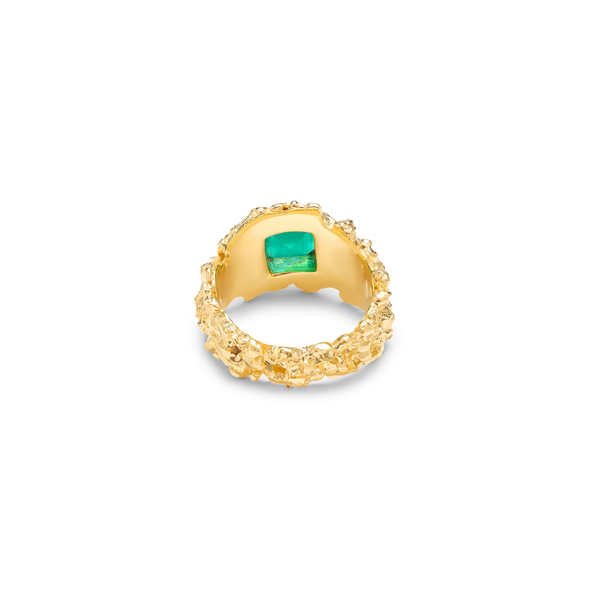VC015 Gold Hammered Gem Ring - Image 3