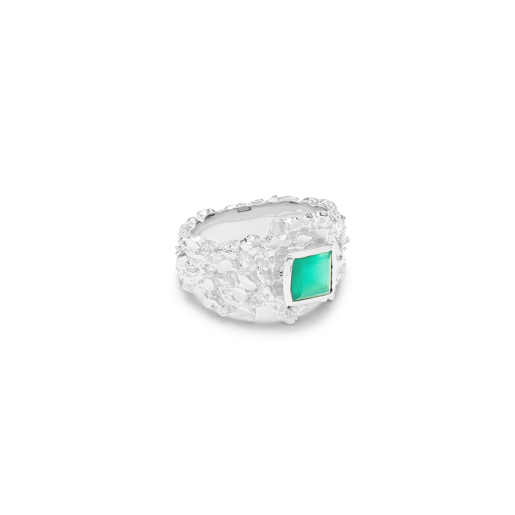 VC015 Gold Hammered Gem Ring - Image 4