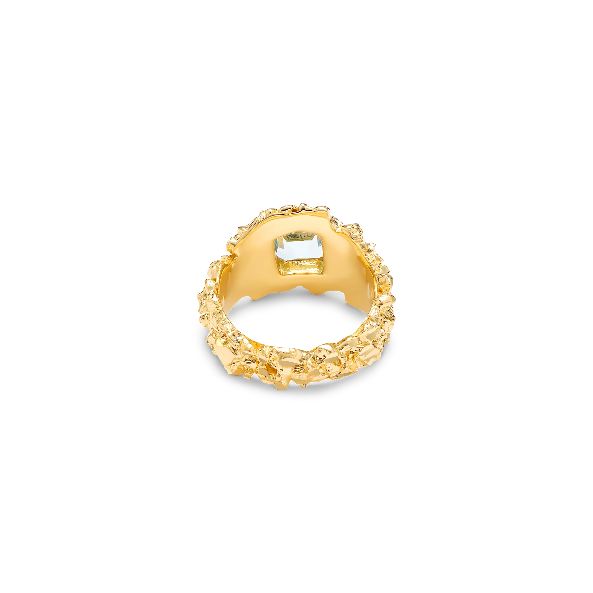 VC017 Gold Hammered Gem Ring - Image 3