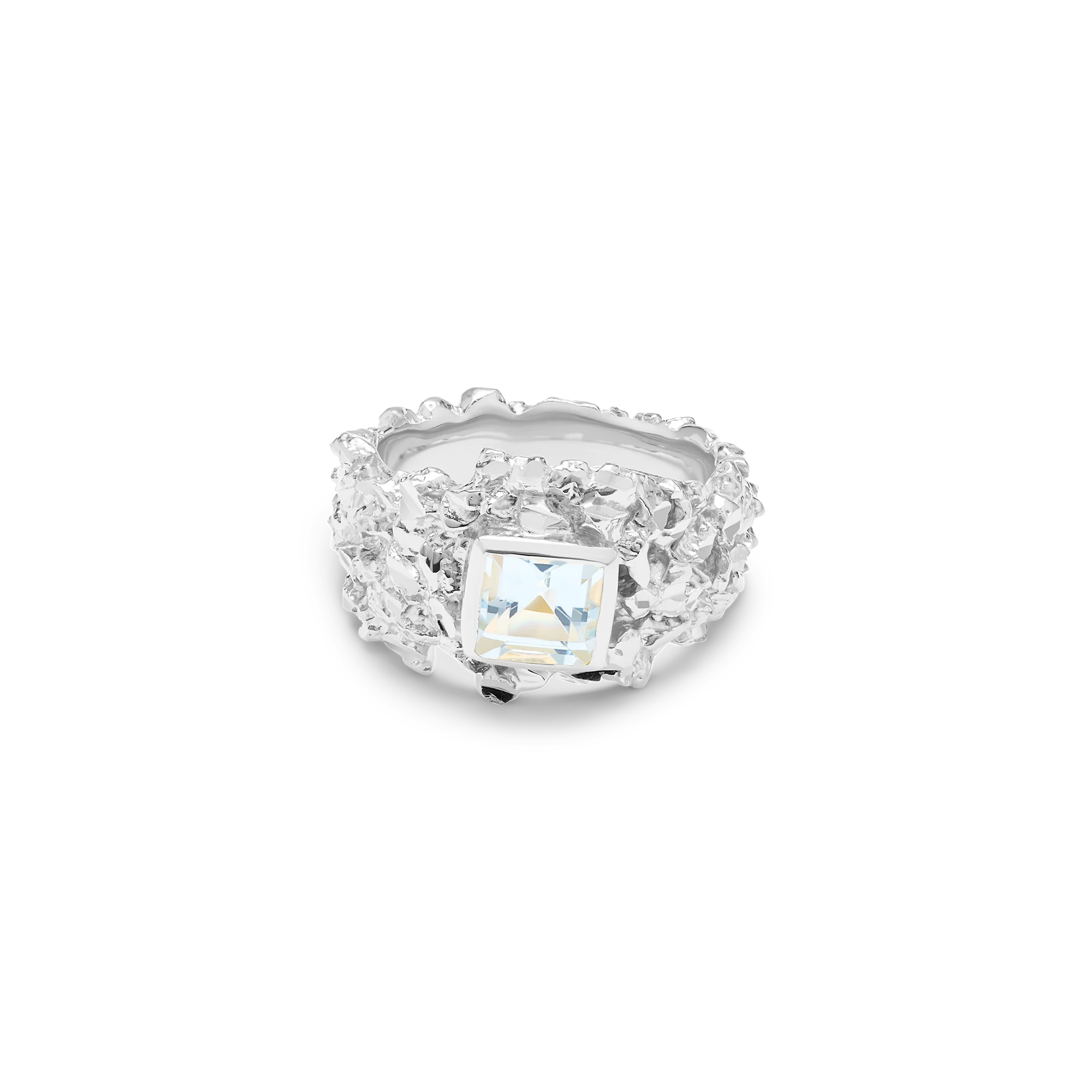 VC017 Gold Hammered Gem Ring - Image 4