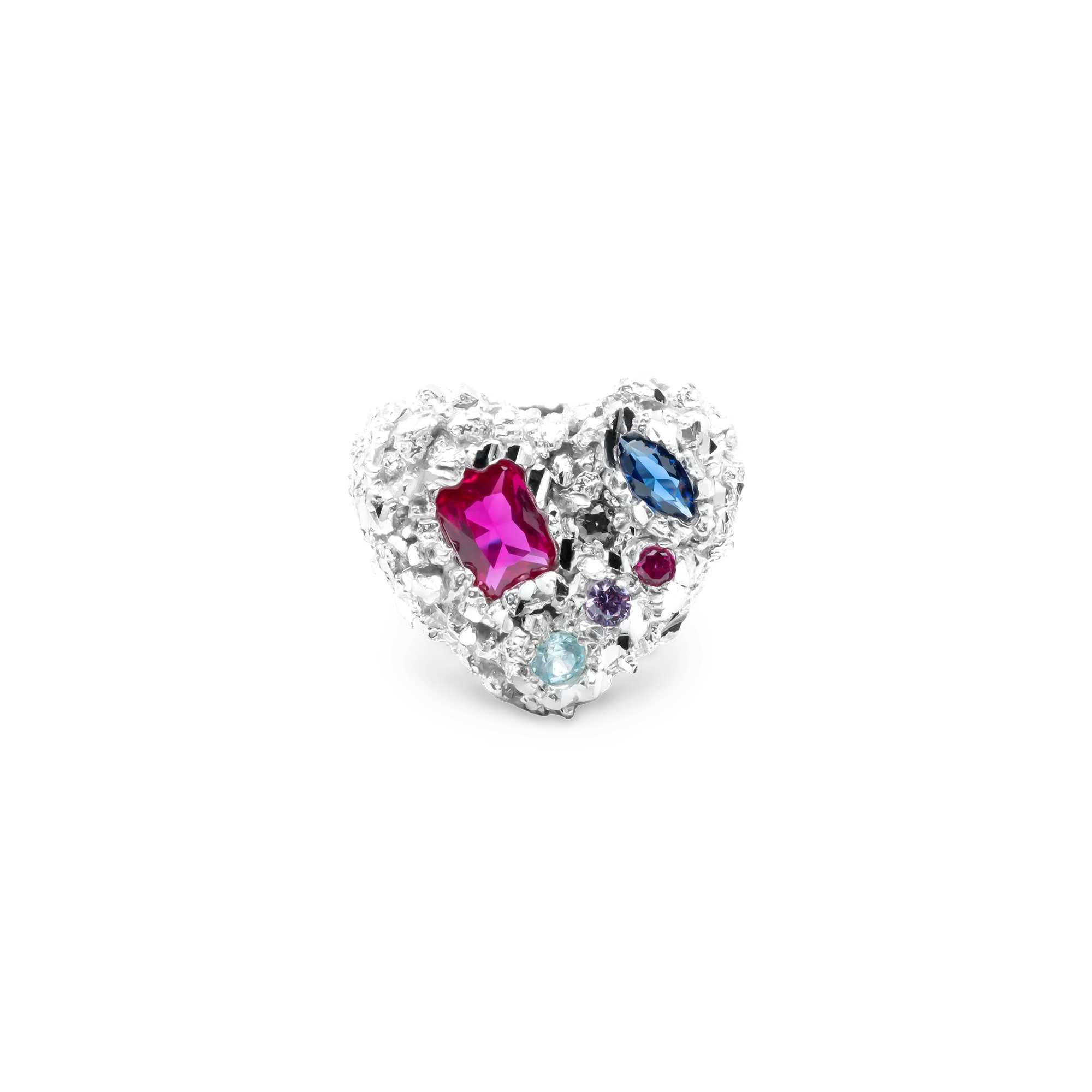 VC035 Multi Stone Heart Ring - Image 5