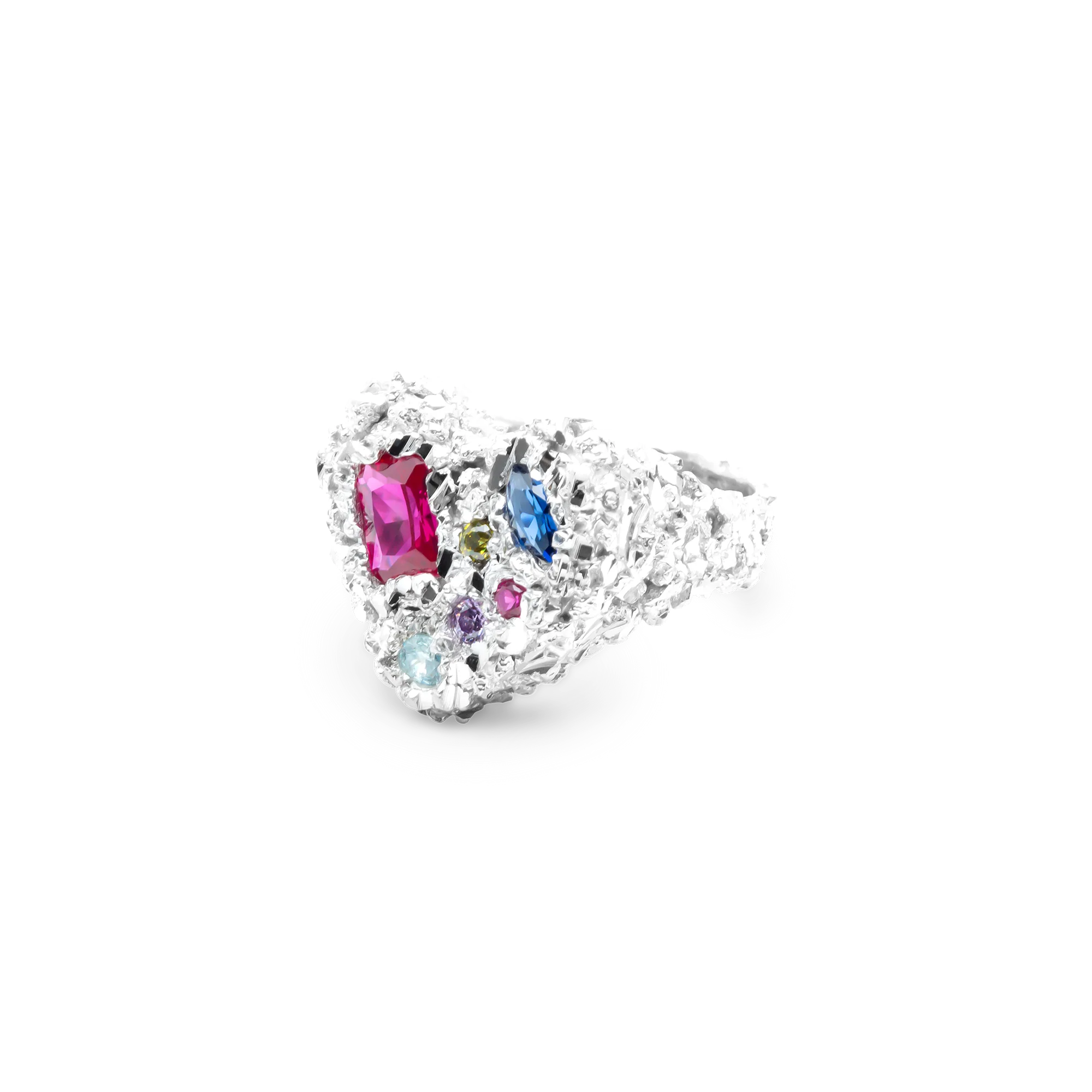 VC035 Multi Stone Heart Ring - Image 8