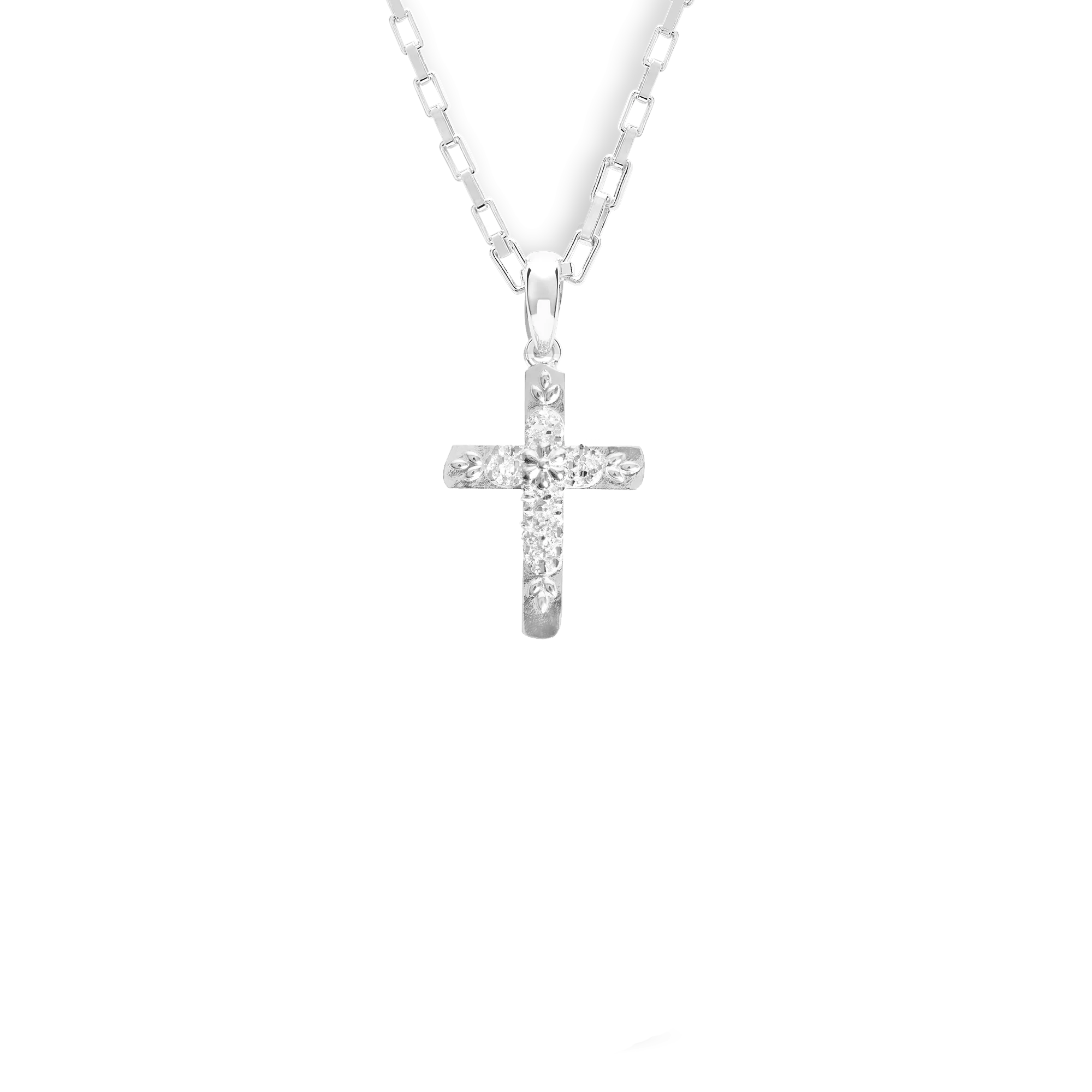 VC062 Flower Cross Pendant Necklace - Image 2