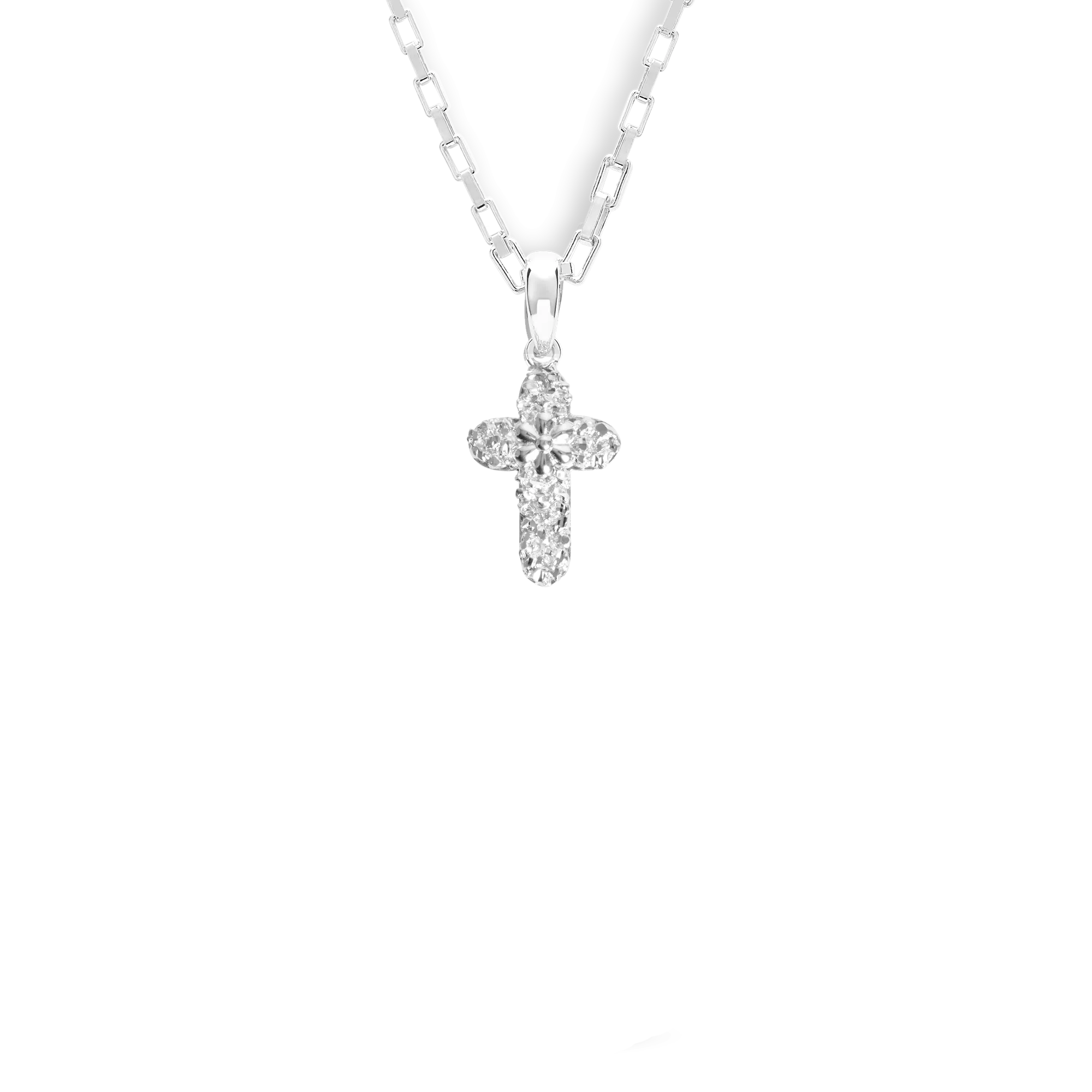 VC064 Small Flower Cross Pendant Necklace - Image 2